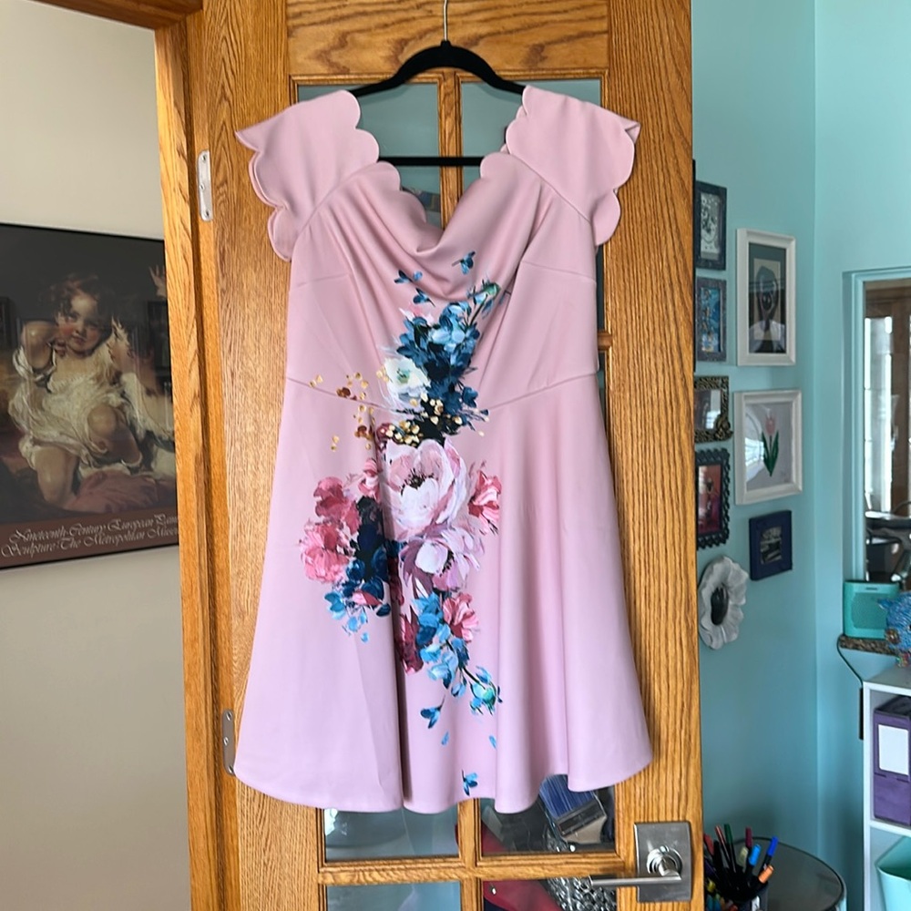 Ted Baker Sirenta Bardot Skater Off-Shoulder Dress Scallop Neck TB 5 US 12 L